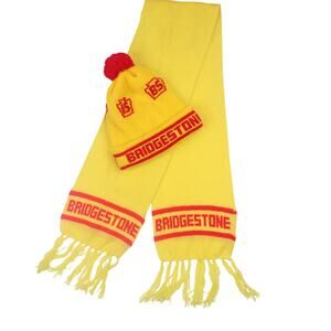 Vintage Bridgestone Tires knit Beanie Scarf Set